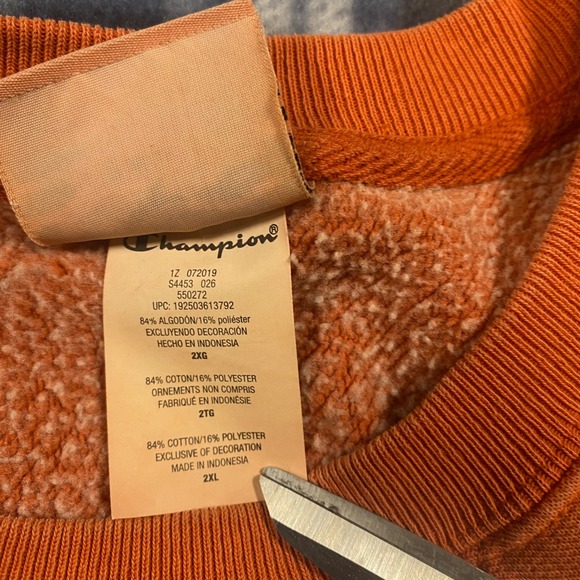 Champion Reverse Weave Orange Sweatshirt Mens 2XL Heavy Fleece S4453 026 - Picture 7 of 8